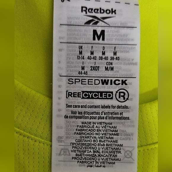 Reebok Top Women's Medium Neon Yellow Graphic Tee Runnin T-shirt - Picture 7 of 9